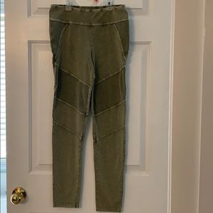 Olive Green Moto Leggings